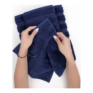 Edison Luxury 100% Turkish Cotton 4-Piece Hand Towel Set - Navy Blue - Image 4