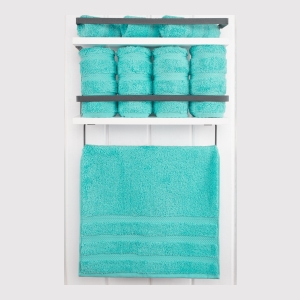 Edison Luxury 100% Turkish Cotton 4-Piece Hand Towel Set - Turquoise Blue - Image 3