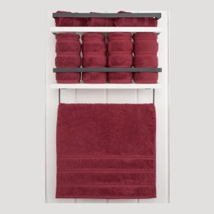Edison Luxury 100% Turkish Cotton 4-Piece Hand Towel Set - Bordeaux - Image 3