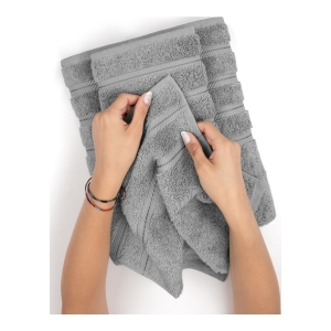 Edison Luxury 100% Turkish Cotton 4-Piece Hand Towel Set - Rockridge Gray - Image 4