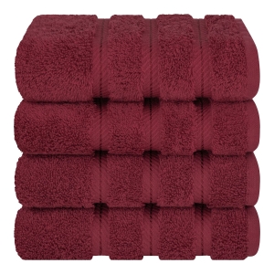 Edison Luxury 100% Turkish Cotton 4-Piece Hand Towel Set - Bordeaux - Image 6