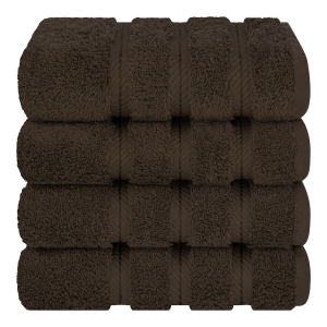 Edison Luxury 100% Turkish Cotton 4-Piece Hand Towel Set - Brown - Image 6