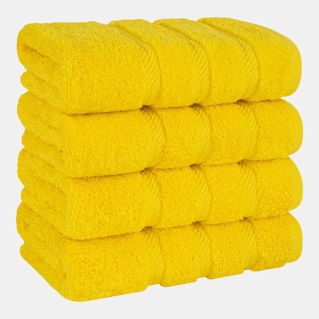 Edison Luxury 100% Turkish Cotton 4-Piece Hand Towel Set - Yellow