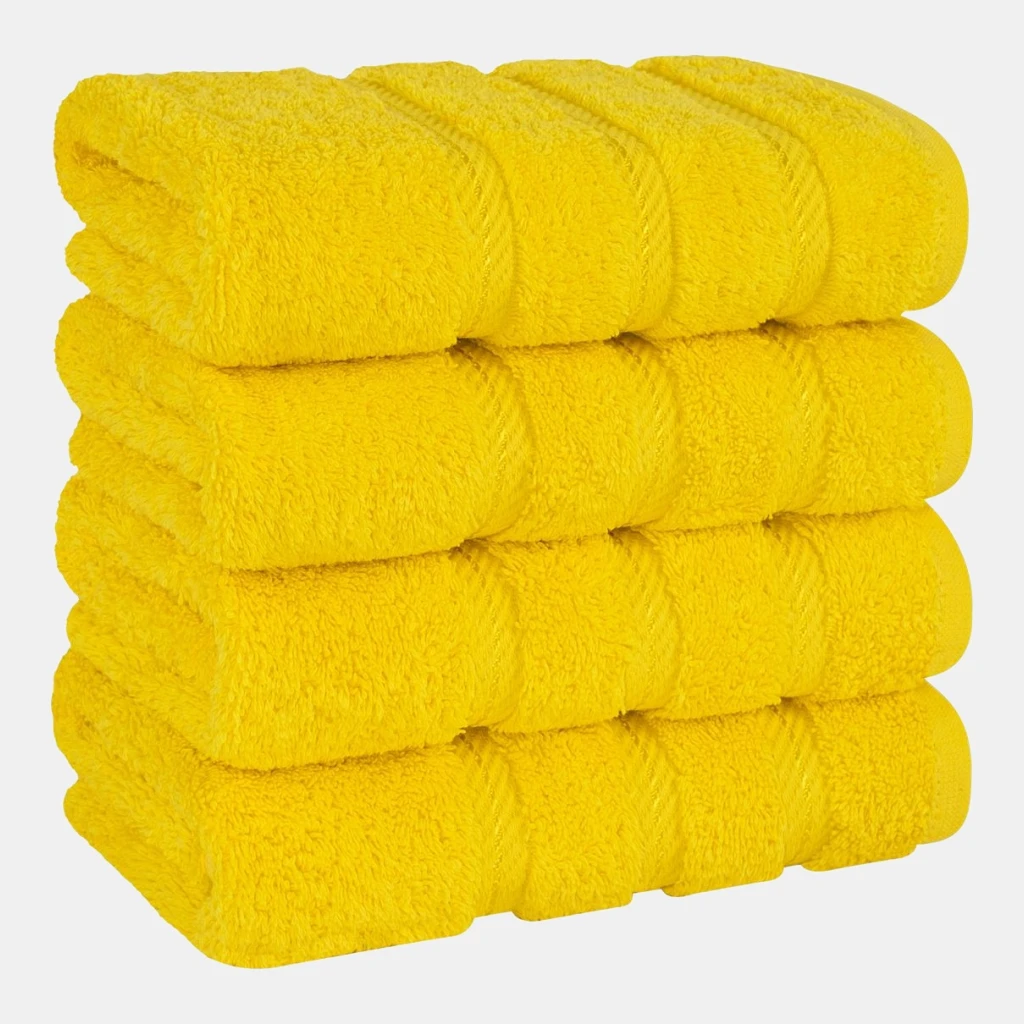 Edison Luxury 100% Turkish Cotton 4-Piece Hand Towel Set - Yellow