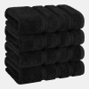 Edison Luxury 100% Turkish Cotton 4-Piece Hand Towel Set - Black