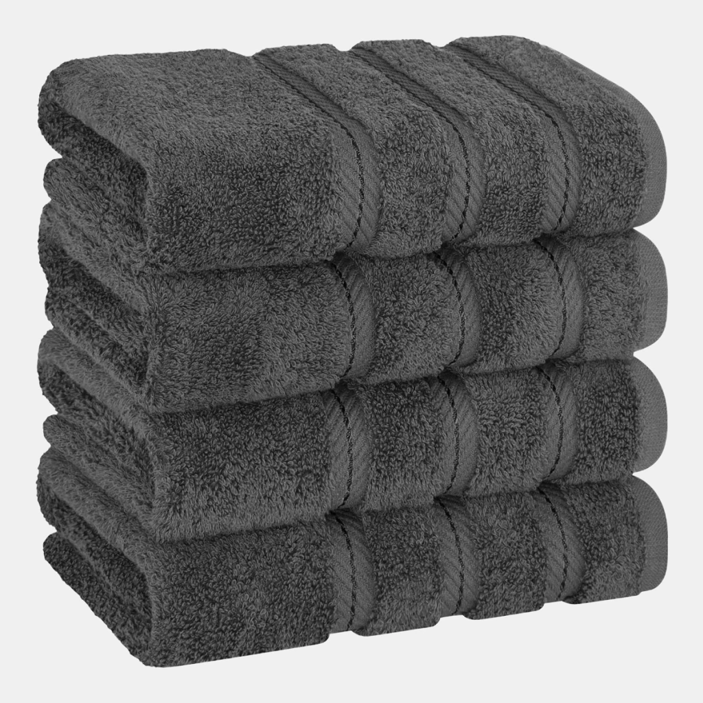 Edison Luxury 100% Turkish Cotton 4-Piece Hand Towel Set - Dark Gray