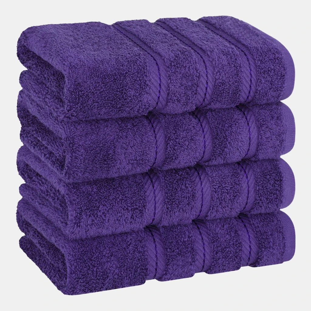 Edison Luxury 100% Turkish Cotton 4-Piece Hand Towel Set - Purple