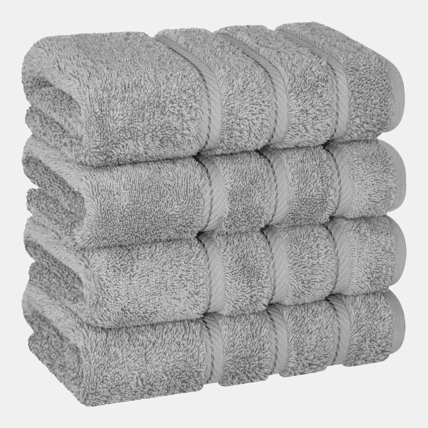 Edison Luxury 100% Turkish Cotton 4-Piece Hand Towel Set - Rockridge Gray