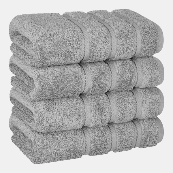 Edison Luxury 100% Turkish Cotton 4-Piece Hand Towel Set - Rockridge Gray
