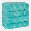 Edison Luxury 100% Turkish Cotton 4-Piece Hand Towel Set - Turquoise Blue