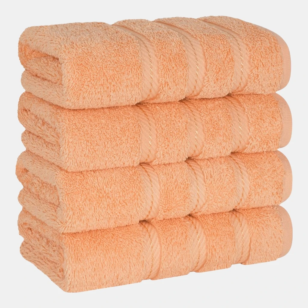 Edison Luxury 100% Turkish Cotton 4-Piece Hand Towel Set - Malibu Peach