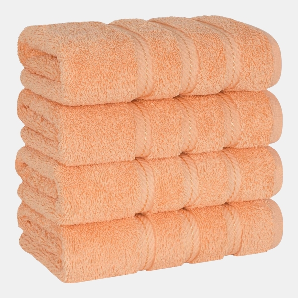 Edison Luxury 100% Turkish Cotton 4-Piece Hand Towel Set - Malibu Peach