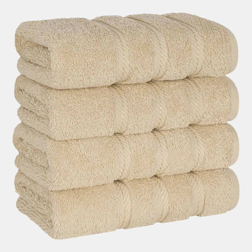 Edison Luxury 100% Turkish Cotton 4-Piece Hand Towel Set - Beige