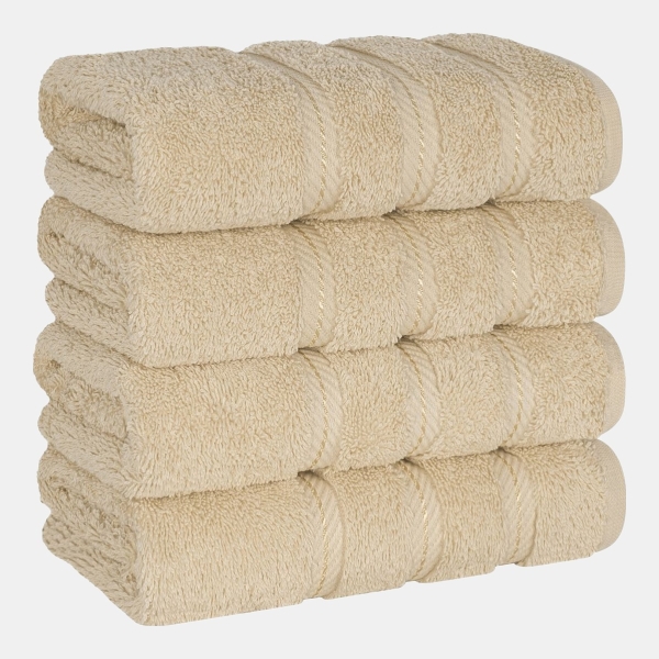 Edison Luxury 100% Turkish Cotton 4-Piece Hand Towel Set - Beige