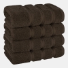 Edison Luxury 100% Turkish Cotton 4-Piece Hand Towel Set - Brown