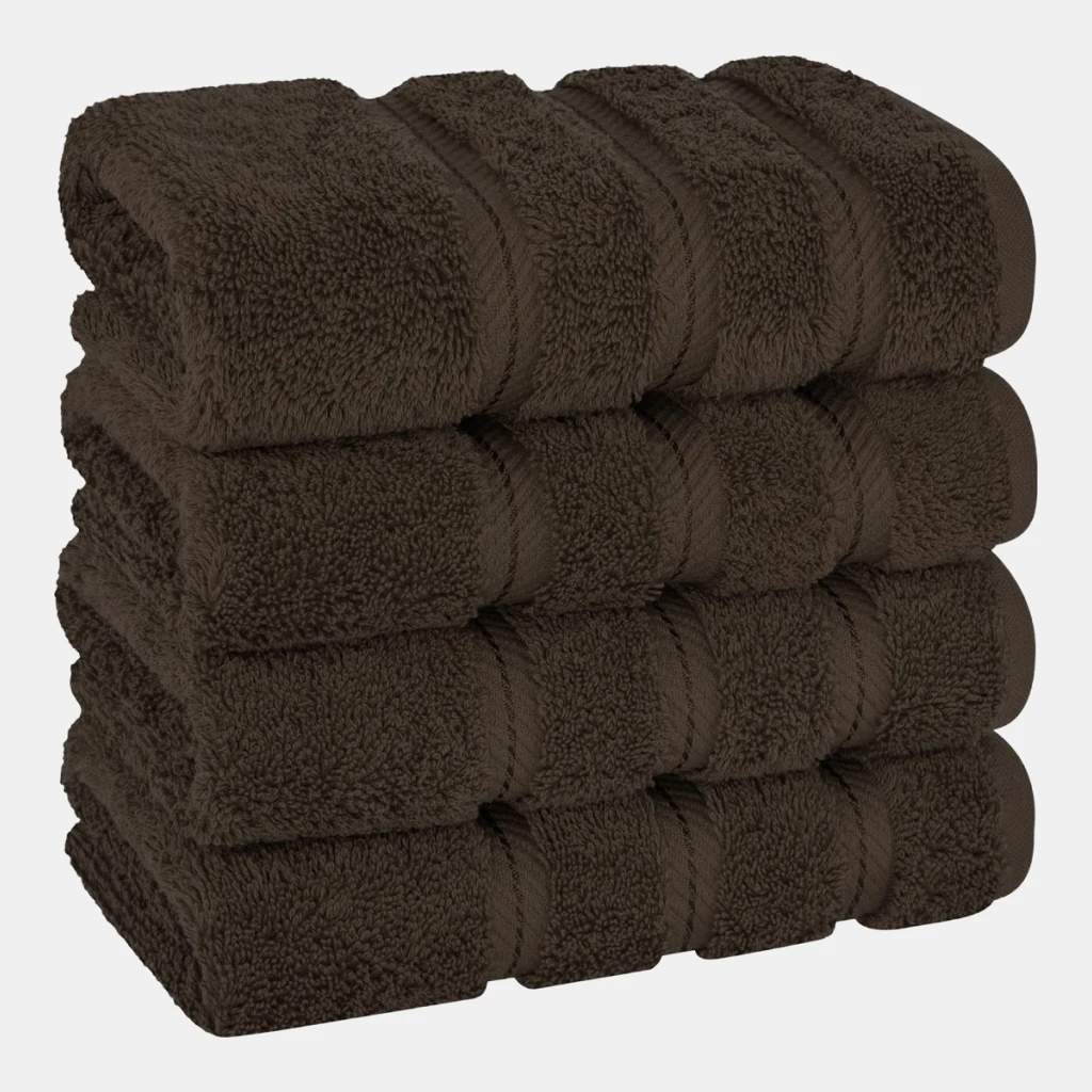 Edison Luxury 100% Turkish Cotton 4-Piece Hand Towel Set - Brown