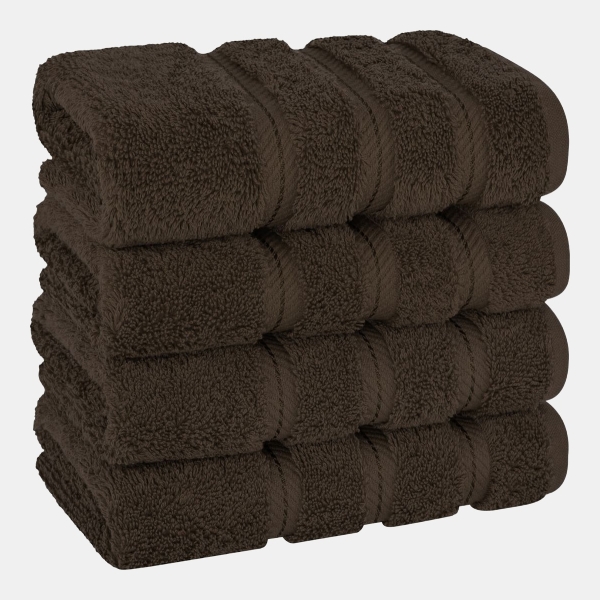 Edison Luxury 100% Turkish Cotton 4-Piece Hand Towel Set - Brown