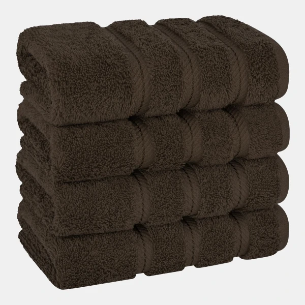 Edison Luxury 100% Turkish Cotton 4-Piece Hand Towel Set - Brown