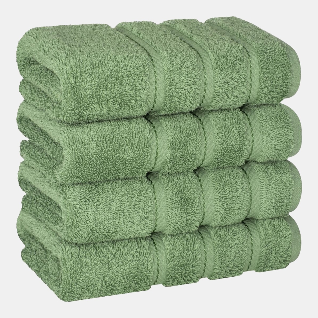 Edison Luxury 100% Turkish Cotton 4-Piece Hand Towel Set - Sage Green