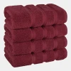 Edison Luxury 100% Turkish Cotton 4-Piece Hand Towel Set - Bordeaux