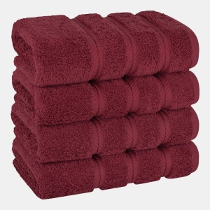 Edison Luxury 100% Turkish Cotton 4-Piece Hand Towel Set - Bordeaux