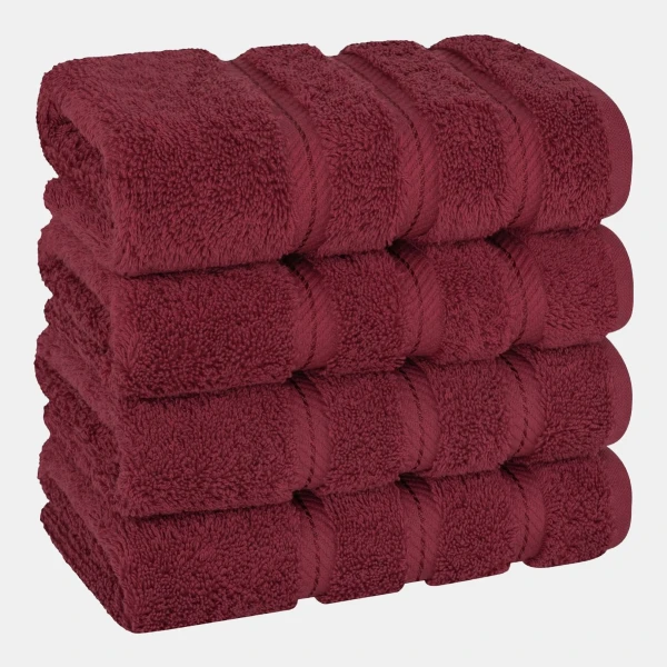 Edison Luxury 100% Turkish Cotton 4-Piece Hand Towel Set - Bordeaux