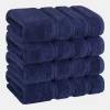 Edison Luxury 100% Turkish Cotton 4-Piece Hand Towel Set - Navy Blue