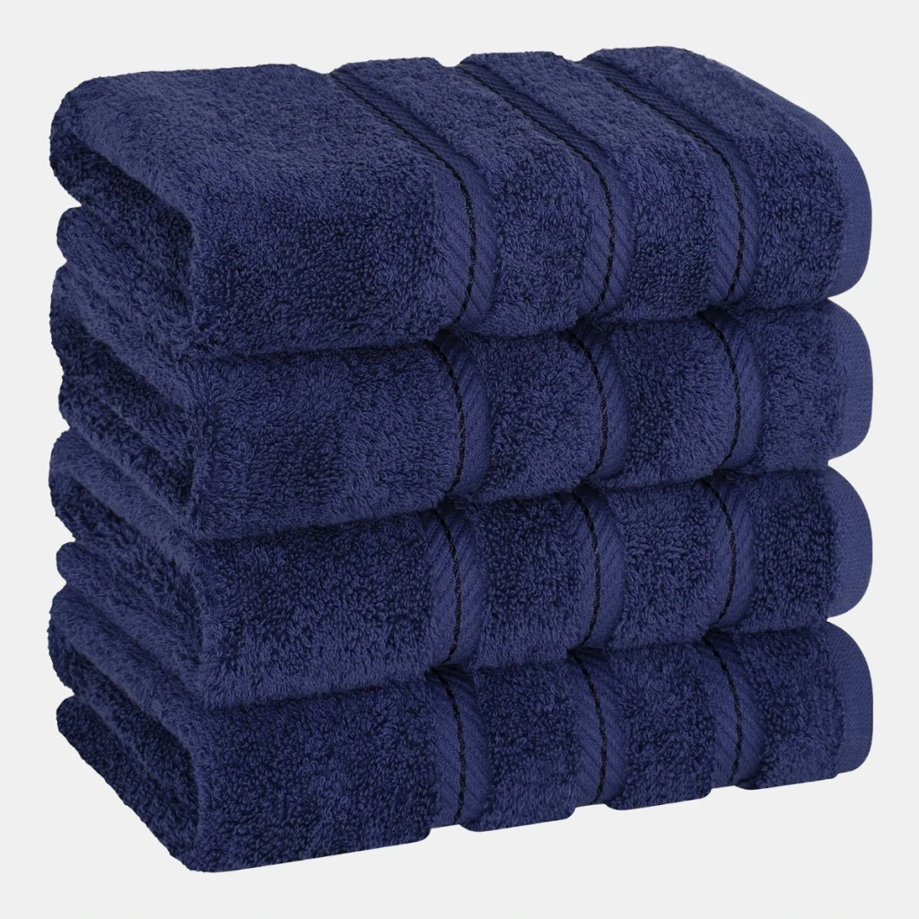 Edison Luxury 100% Turkish Cotton 4-Piece Hand Towel Set - Navy Blue