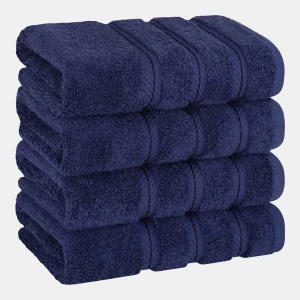 Edison Luxury 100% Turkish Cotton 4-Piece Hand Towel Set - Navy Blue