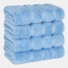 Edison Luxury 100% Turkish Cotton 4-Piece Hand Towel Set - Sky Blue