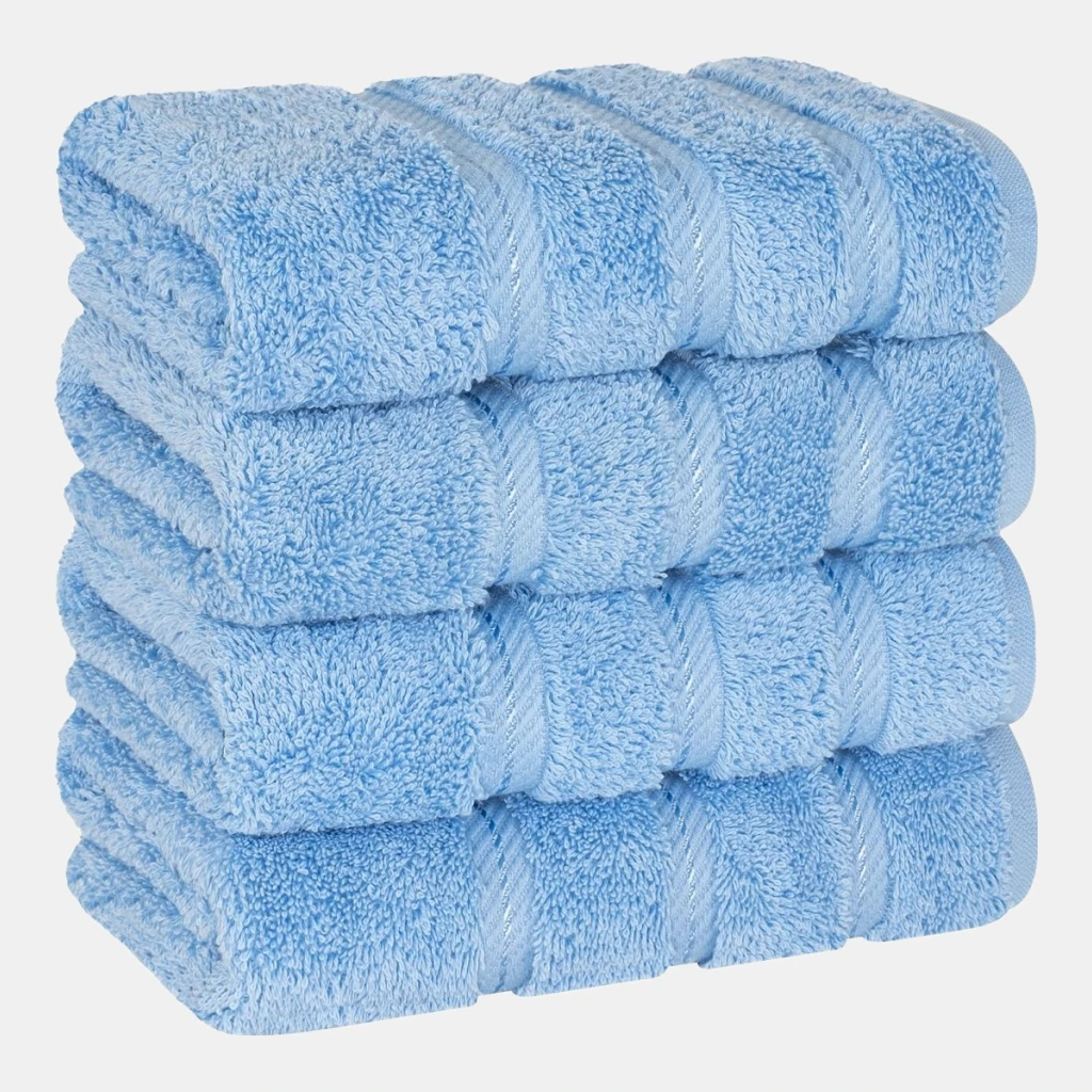 Edison Luxury 100% Turkish Cotton 4-Piece Hand Towel Set - Sky Blue
