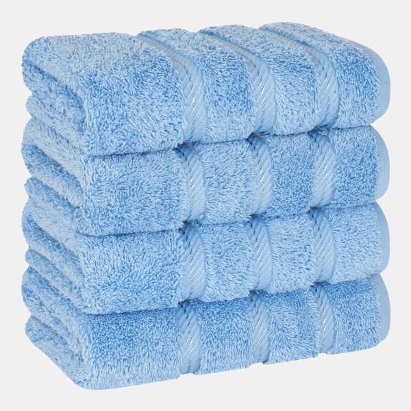 Edison Luxury 100% Turkish Cotton 4-Piece Hand Towel Set - Sky Blue
