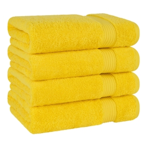 Bekos Premium 100% Turkish Cotton 4-Piece Bath Towel Set - Yellow - Image 5