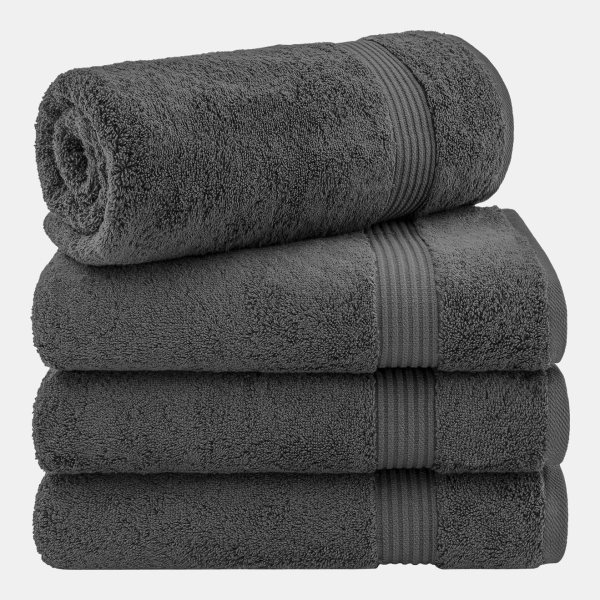 Bekos Premium 100% Turkish Cotton 4-Piece Bath Towel Set - Dark Gray