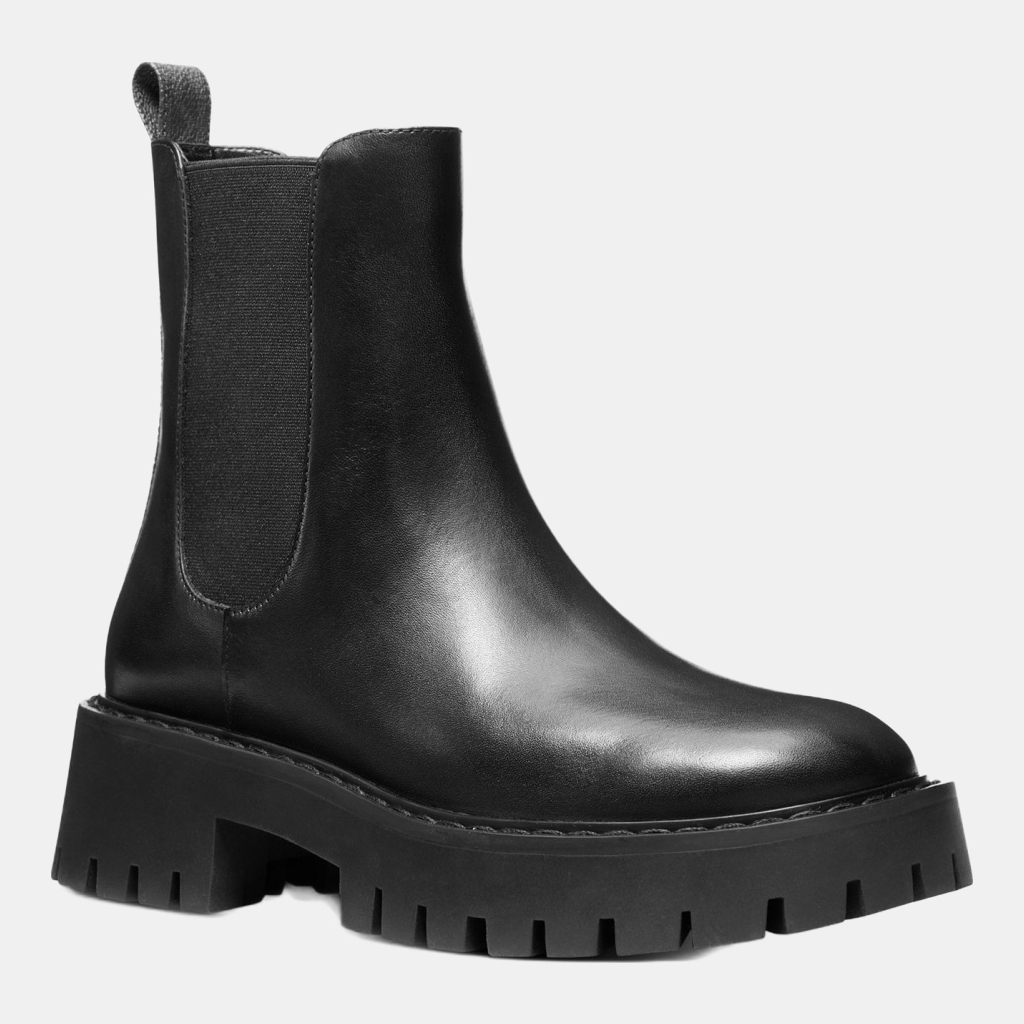 Michael Kors Women's Asher Leather Lug Ankle Booties - Brown/ Black