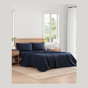 Tommy Hilfiger Solid 200-Thread Count Cotton Percale 3-Pc. Sheet Set, Twin - Navy - Image 5