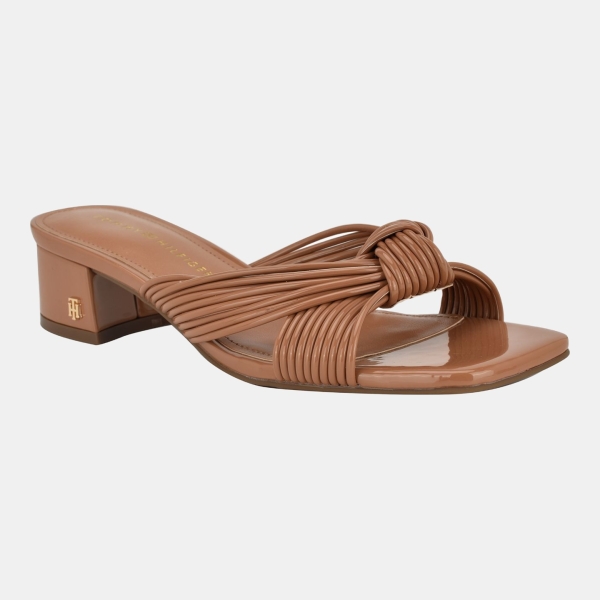 Tommy Hilfiger Women's Philie Knotted Crisscross Block Heel Sandals - Medium Natural Patent
