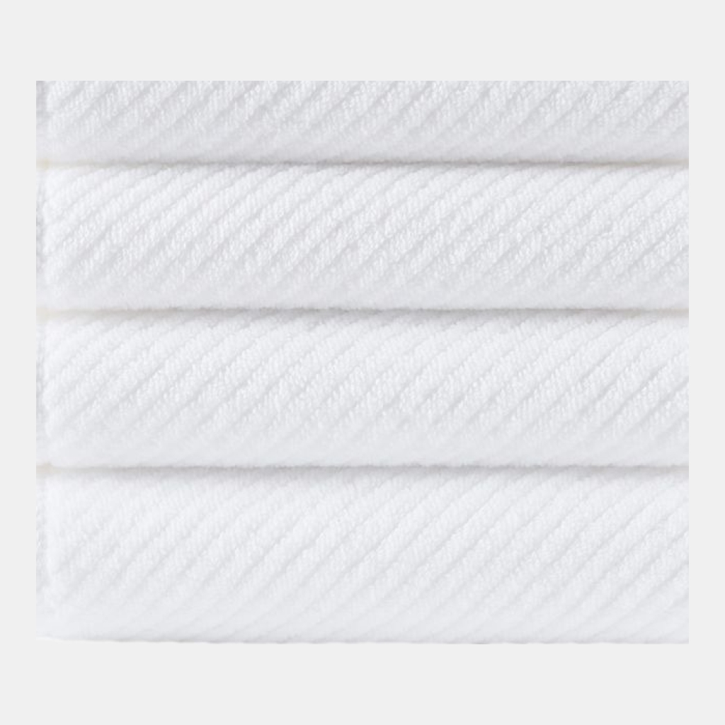 Diagonal Ribbed Cotton 4-Pc. Bath Towel Set - White