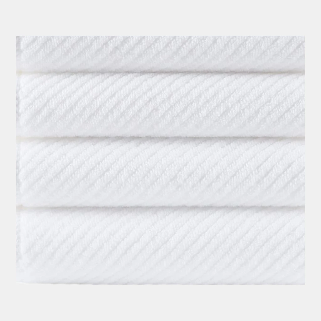 Diagonal Ribbed Cotton 4-Pc. Bath Towel Set - White