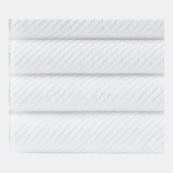 Diagonal Ribbed Cotton 4-Pc. Bath Towel Set - White