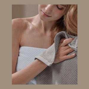 Diagonal Ribbed Cotton 4-Pc. Bath Towel Set - Gray - Image 5