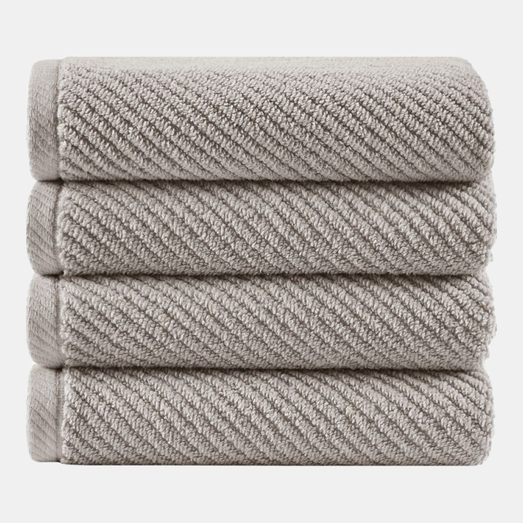 Diagonal Ribbed Cotton 4-Pc. Bath Towel Set - Gray