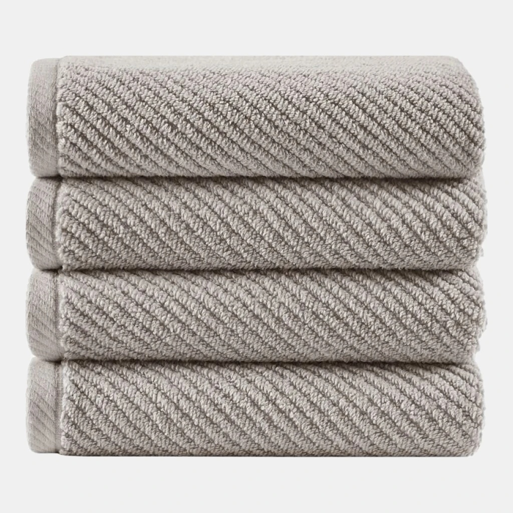 Diagonal Ribbed Cotton 4-Pc. Bath Towel Set - Gray