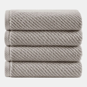 Diagonal Ribbed Cotton 4-Pc. Bath Towel Set - Gray