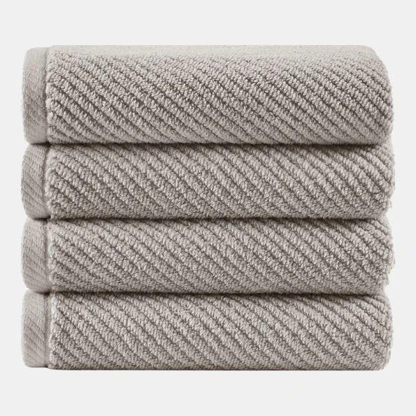 Diagonal Ribbed Cotton 4-Pc. Bath Towel Set - Gray