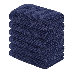 Diagonal Ribbed Cotton 4-Pc. Bath Towel Set - Navy - Image 3