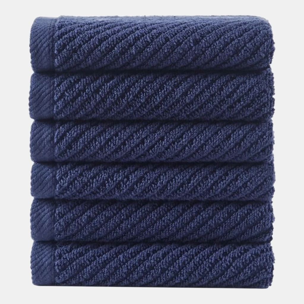 Diagonal Ribbed Cotton 4-Pc. Bath Towel Set - Navy