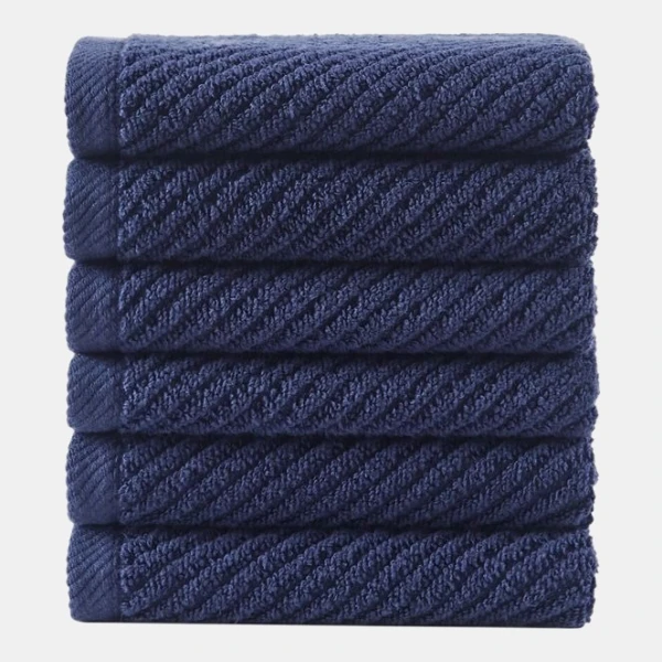 Diagonal Ribbed Cotton 4-Pc. Bath Towel Set - Navy