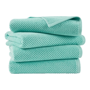 Diagonal Ribbed Cotton 4-Pc. Bath Towel Set - Turquoise - Image 4
