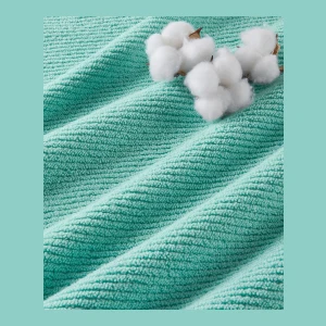 Diagonal Ribbed Cotton 4-Pc. Bath Towel Set - Turquoise - Image 7